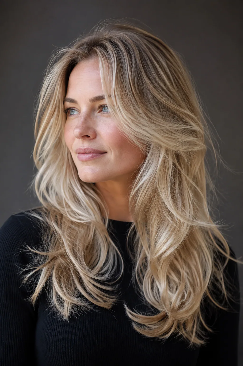 Moderne lagklipp med dimensjonell blondfarge